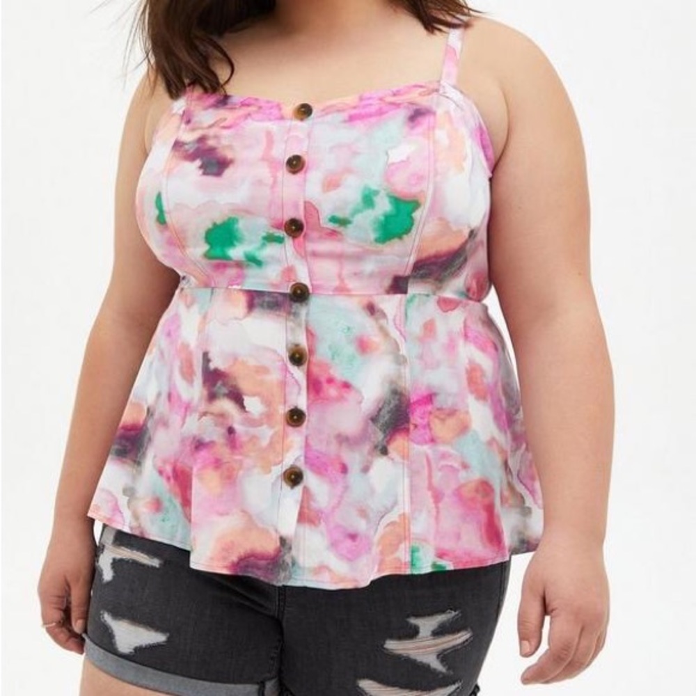 Torrid watercolor fit and flare rayon tank top